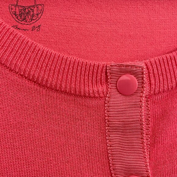 Grace Elements / Button Down Crew Neck Cardigan Sweater Top /Coral Pink / Size S - Picture 7 of 7